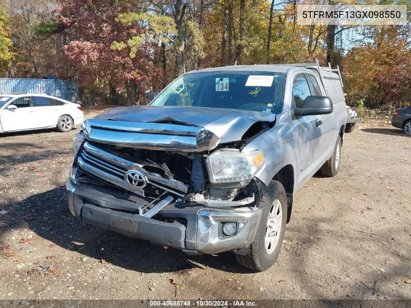 2016 Toyota Tundra Sr5 4.6L V8 VIN: 5TFRM5F13GX098550 Lot: 40685748