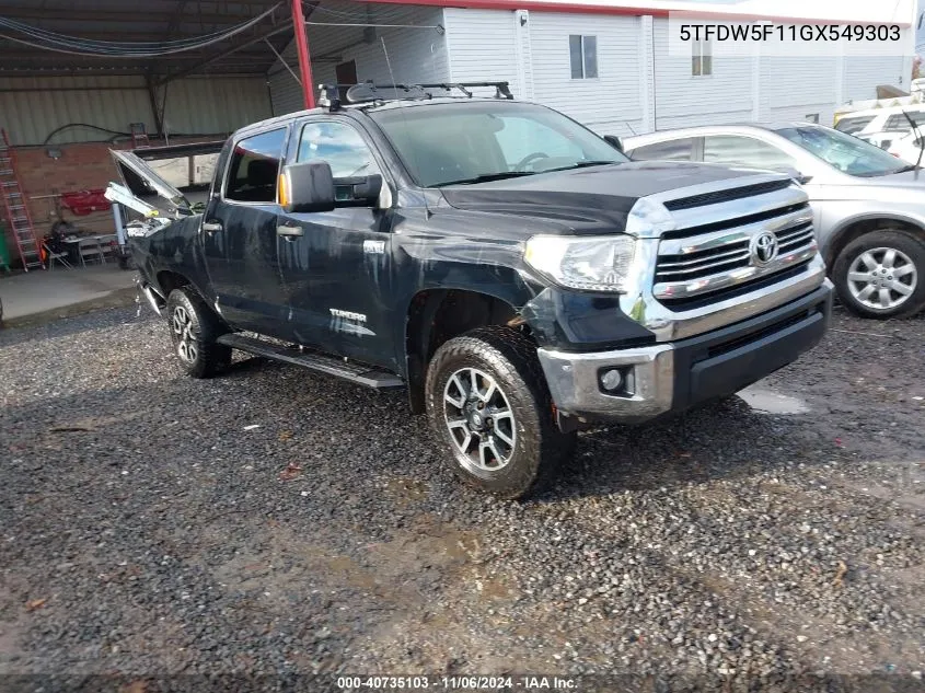 2016 Toyota Tundra Sr5 5.7L V8 VIN: 5TFDW5F11GX549303 Lot: 40735103