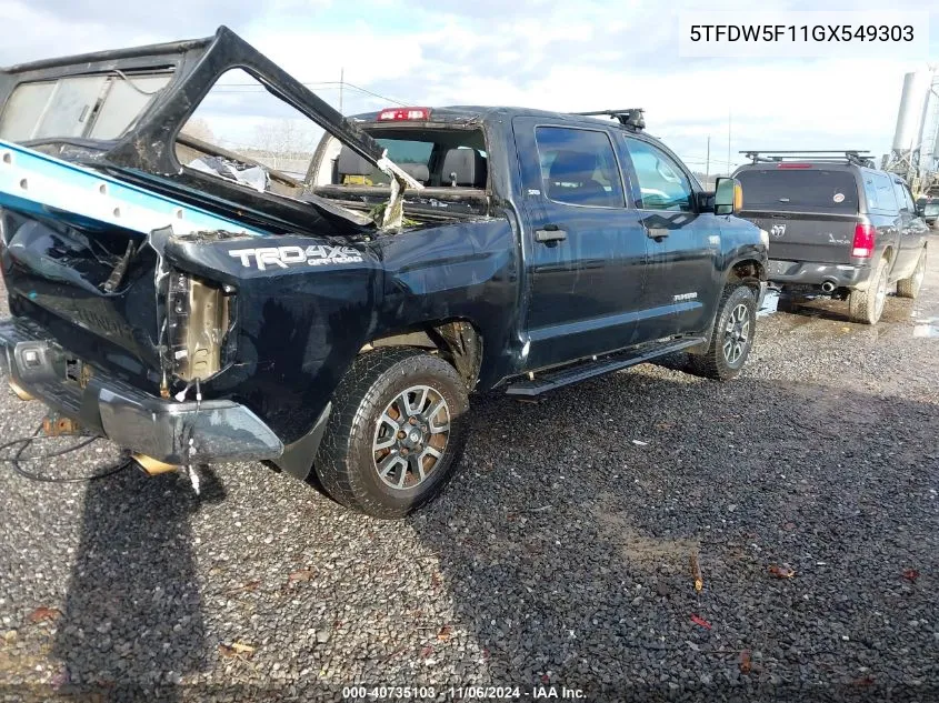 2016 Toyota Tundra Sr5 5.7L V8 VIN: 5TFDW5F11GX549303 Lot: 40735103