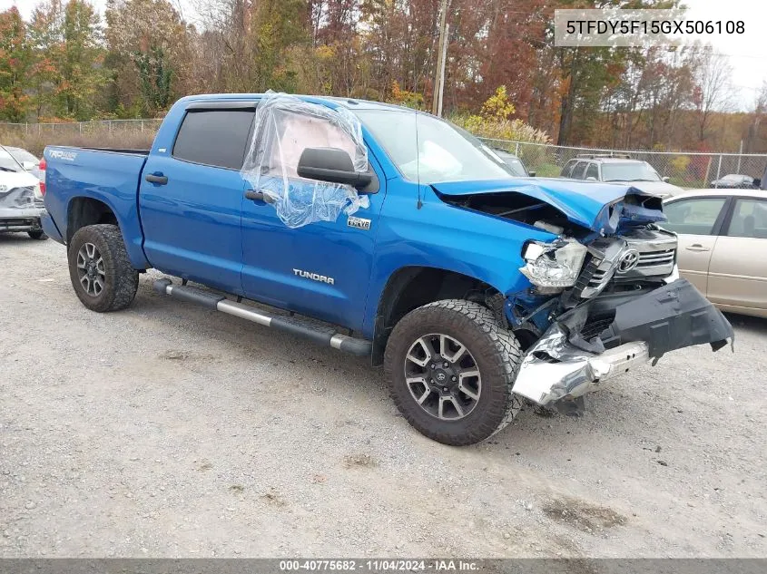 2016 Toyota Tundra Sr5 5.7L V8 VIN: 5TFDY5F15GX506108 Lot: 40775682