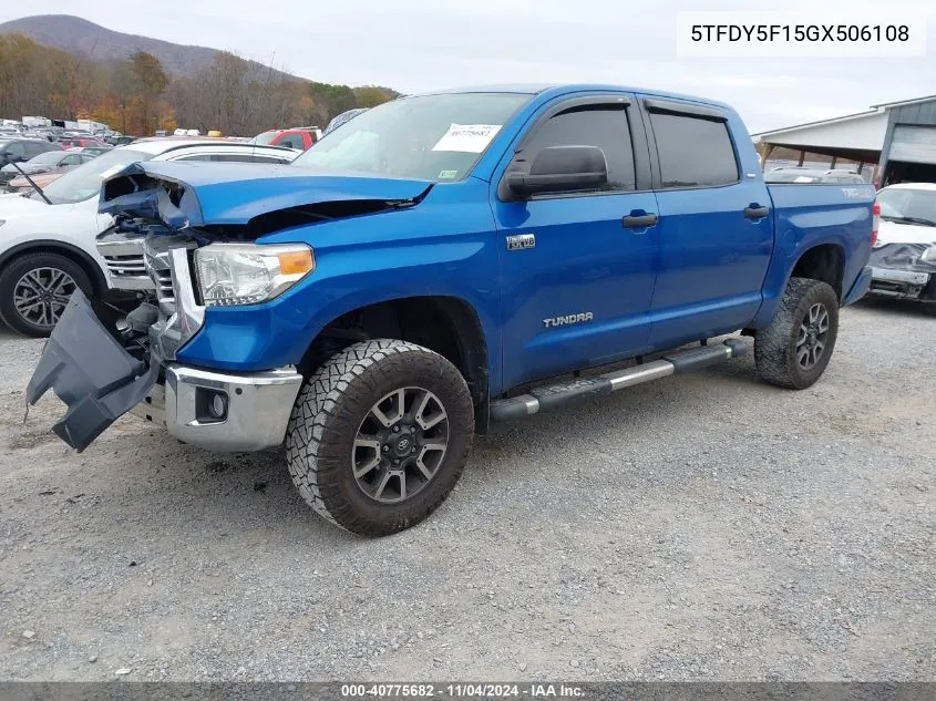 2016 Toyota Tundra Sr5 5.7L V8 VIN: 5TFDY5F15GX506108 Lot: 40775682