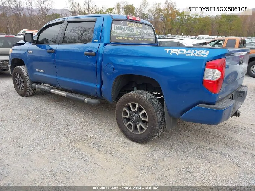 2016 Toyota Tundra Sr5 5.7L V8 VIN: 5TFDY5F15GX506108 Lot: 40775682