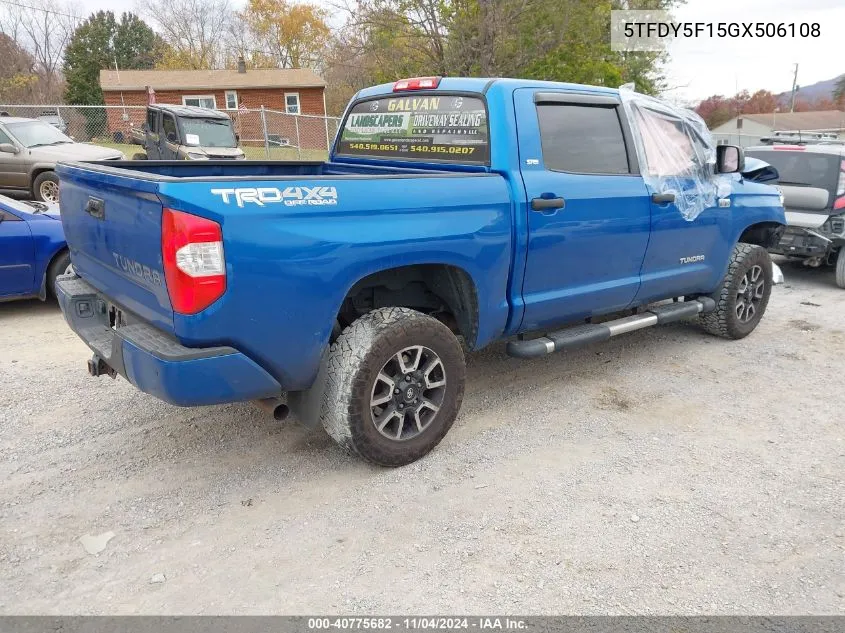 2016 Toyota Tundra Sr5 5.7L V8 VIN: 5TFDY5F15GX506108 Lot: 40775682