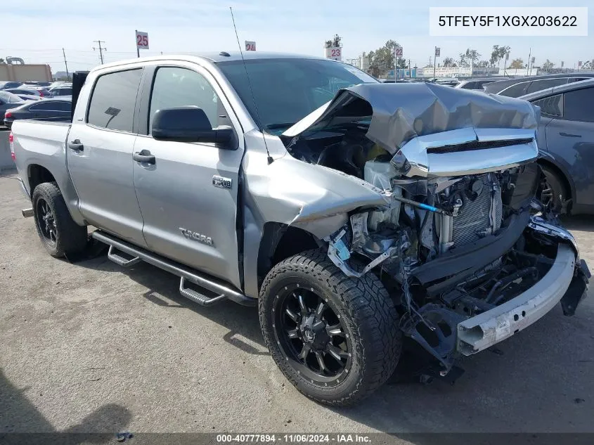 2016 Toyota Tundra Sr5 5.7L V8 VIN: 5TFEY5F1XGX203622 Lot: 40777894