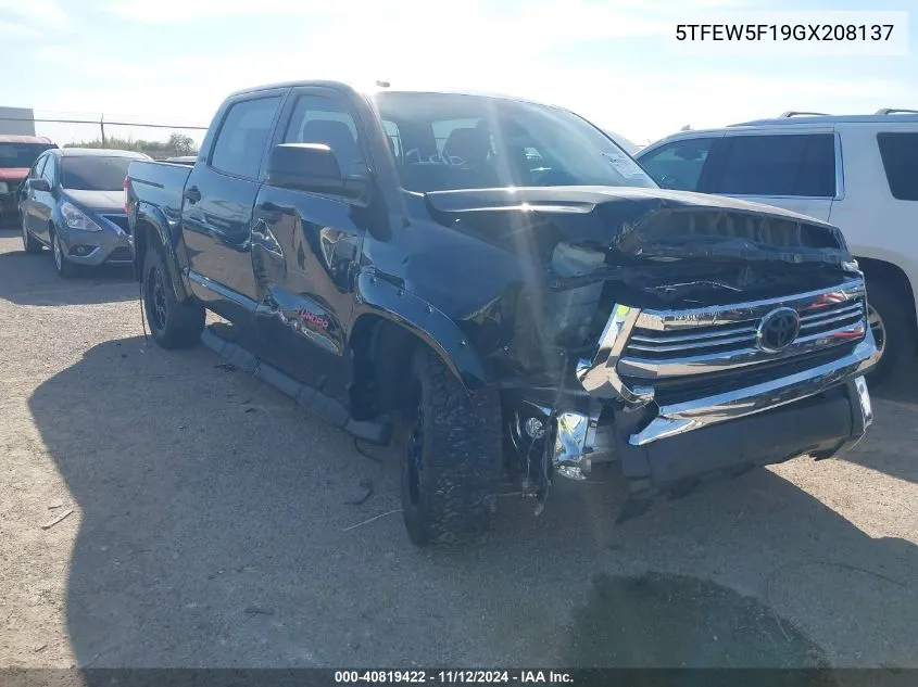 2016 Toyota Tundra Sr5 5.7L V8 VIN: 5TFEW5F19GX208137 Lot: 40819422