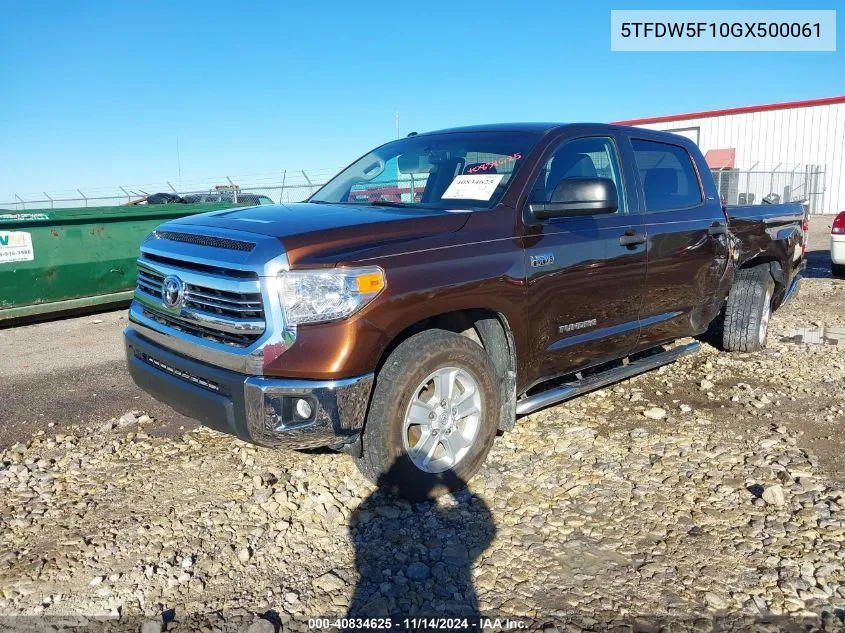 2016 Toyota Tundra Sr5 5.7L V8 VIN: 5TFDW5F10GX500061 Lot: 40834625