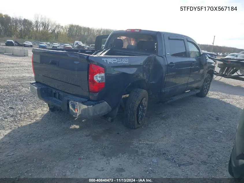 5TFDY5F17GX567184 2016 Toyota Tundra Sr5 5.7L V8