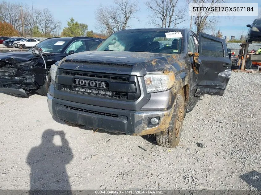 5TFDY5F17GX567184 2016 Toyota Tundra Sr5 5.7L V8