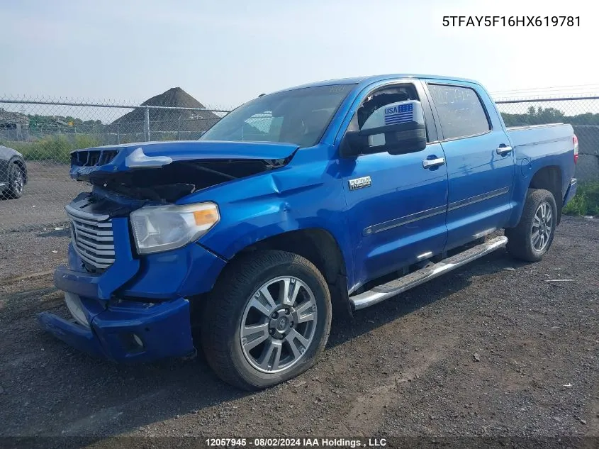 2017 Toyota Tundra Crewmax 1794/Platinum VIN: 5TFAY5F16HX619781 Lot: 12057945