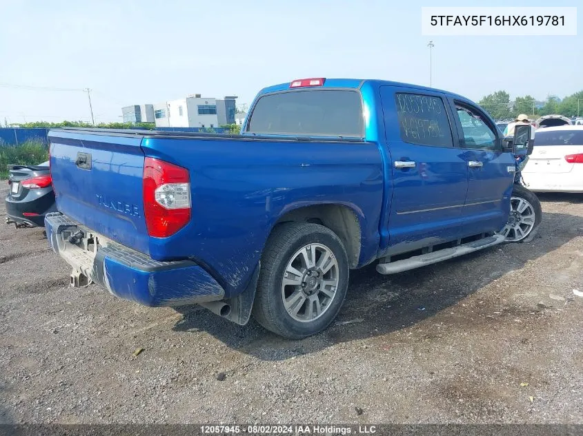 2017 Toyota Tundra Crewmax 1794/Platinum VIN: 5TFAY5F16HX619781 Lot: 12057945