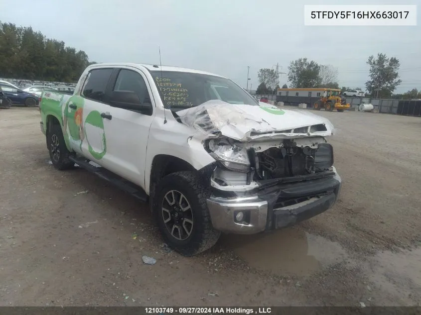 2017 Toyota Tundra Sr5 Plus 5.7L V8 VIN: 5TFDY5F16HX663017 Lot: 12103749