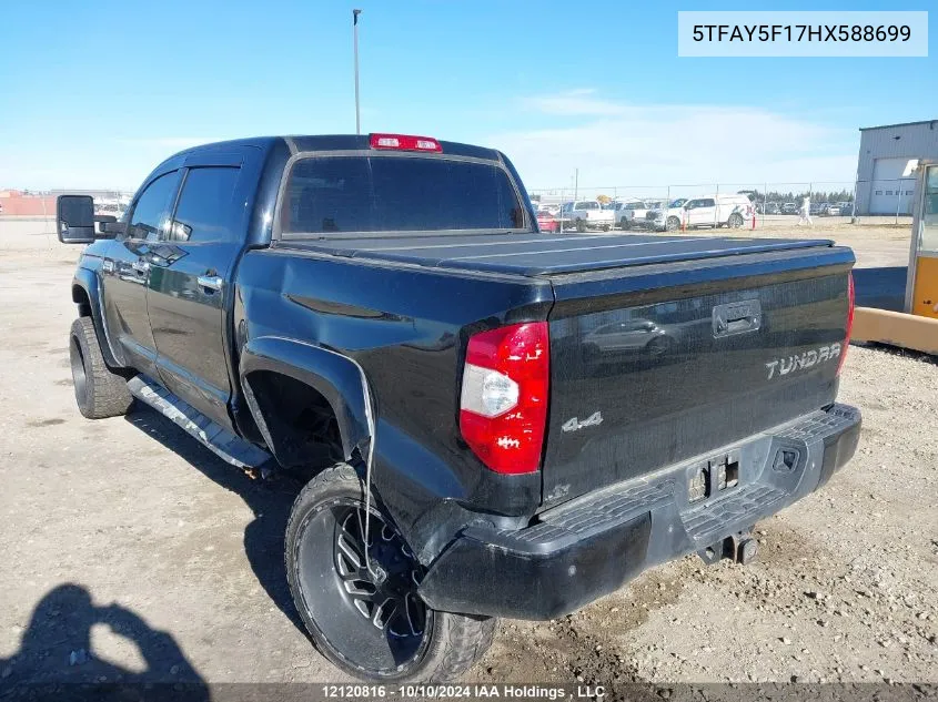 2017 Toyota Tundra Platinum 5.7L V8 VIN: 5TFAY5F17HX588699 Lot: 12120816