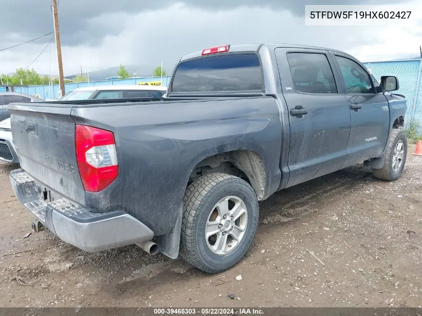 2017 Toyota Tundra Sr5 5.7L V8 VIN: 5TFDW5F19HX602427 Lot: 39465303