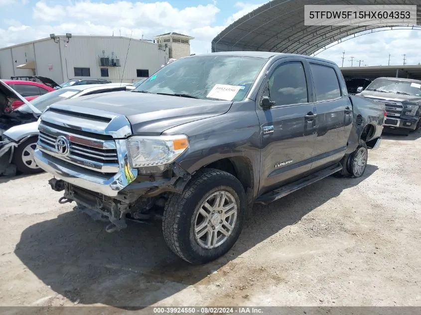 2017 Toyota Tundra Sr5 5.7L V8 VIN: 5TFDW5F15HX604353 Lot: 39924550