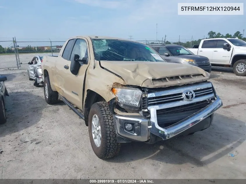 2017 Toyota Tundra Sr5 4.6L V8 VIN: 5TFRM5F12HX120944 Lot: 39991919