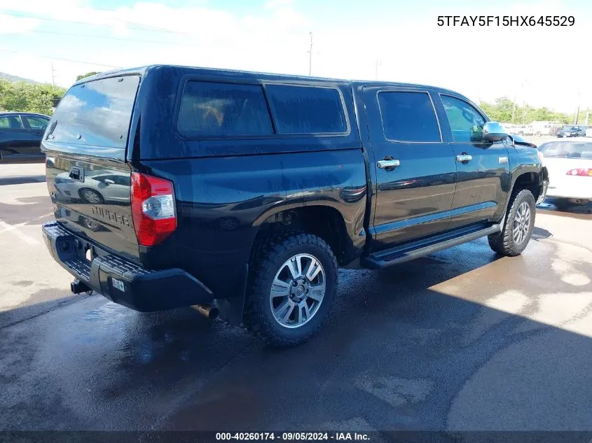 2017 Toyota Tundra Platinum 5.7L V8 VIN: 5TFAY5F15HX645529 Lot: 40260174