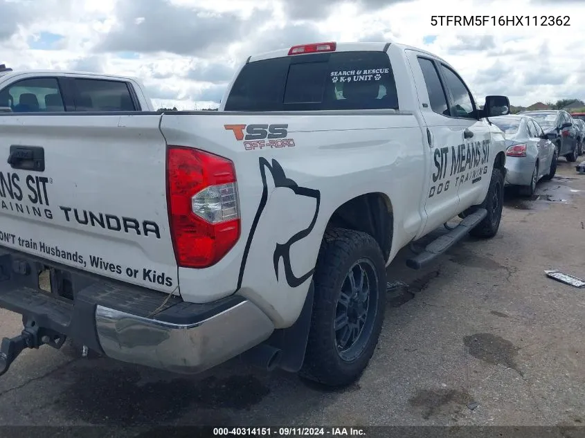 2017 Toyota Tundra Sr5 4.6L V8 VIN: 5TFRM5F16HX112362 Lot: 40314151