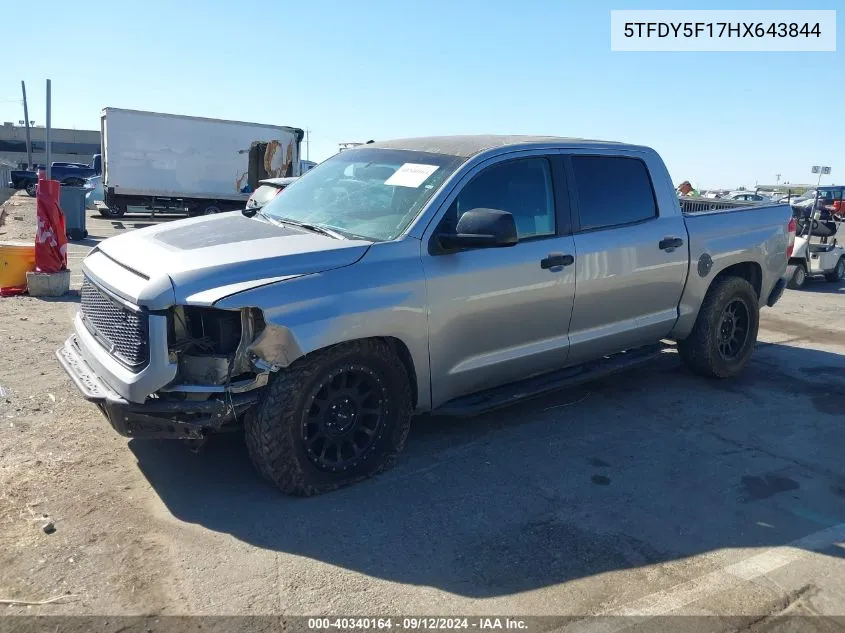 2017 Toyota Tundra Sr5 5.7L V8 VIN: 5TFDY5F17HX643844 Lot: 40340164