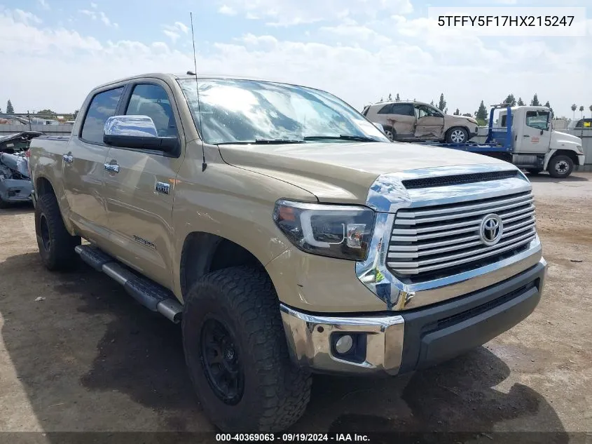 2017 Toyota Tundra Limited 5.7L V8 VIN: 5TFFY5F17HX215247 Lot: 40369063