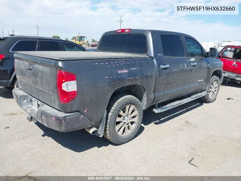 2017 Toyota Tundra Limited 5.7L V8 VIN: 5TFHW5F19HX632660 Lot: 40382827