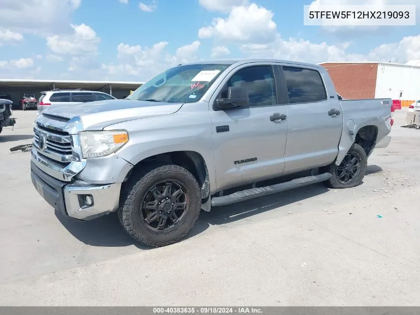 2017 Toyota Tundra Sr5 5.7L V8 VIN: 5TFEW5F12HX219093 Lot: 40383635