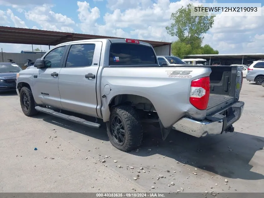 2017 Toyota Tundra Sr5 5.7L V8 VIN: 5TFEW5F12HX219093 Lot: 40383635