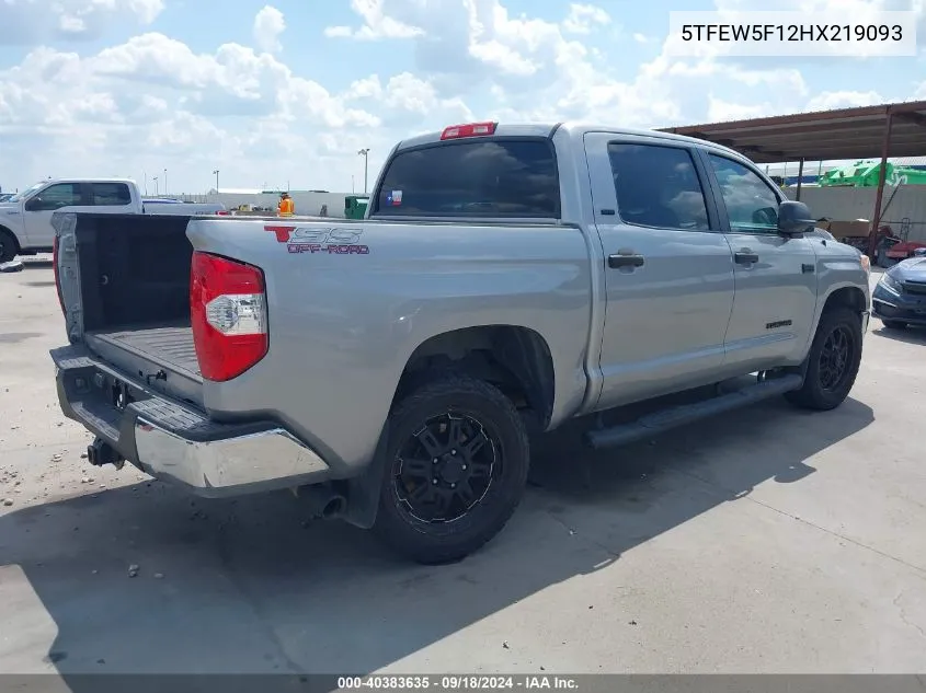 2017 Toyota Tundra Sr5 5.7L V8 VIN: 5TFEW5F12HX219093 Lot: 40383635