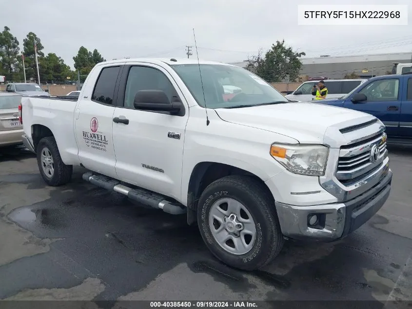 2017 Toyota Tundra Sr5 5.7L V8 VIN: 5TFRY5F15HX222968 Lot: 40385450