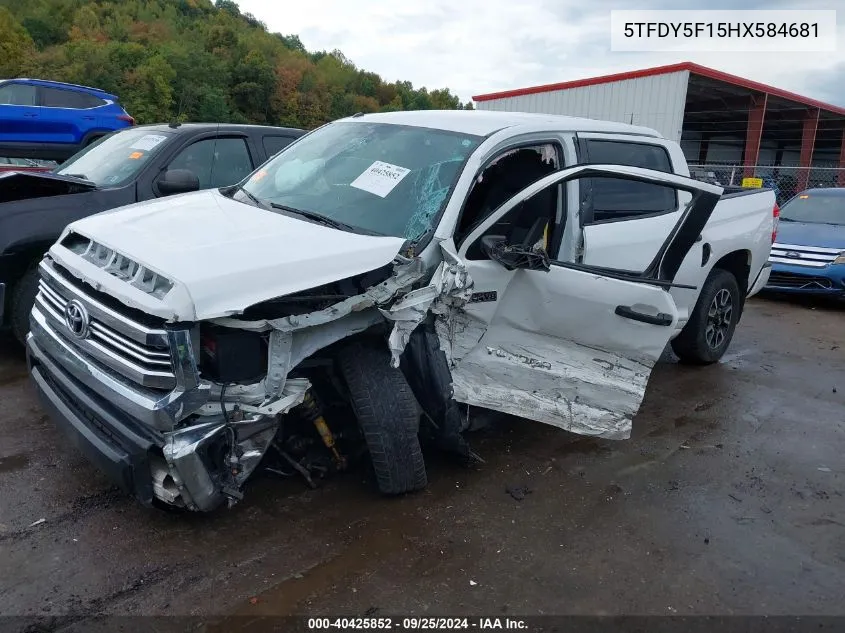 2017 Toyota Tundra Sr5 5.7L V8 VIN: 5TFDY5F15HX584681 Lot: 40425852