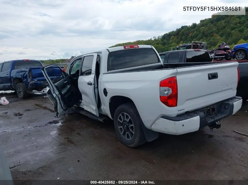 2017 Toyota Tundra Sr5 5.7L V8 VIN: 5TFDY5F15HX584681 Lot: 40425852