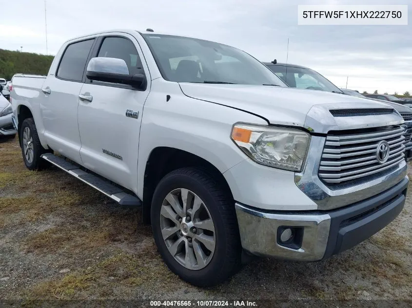 2017 Toyota Tundra Limited 5.7L V8 VIN: 5TFFW5F1XHX222750 Lot: 40476565