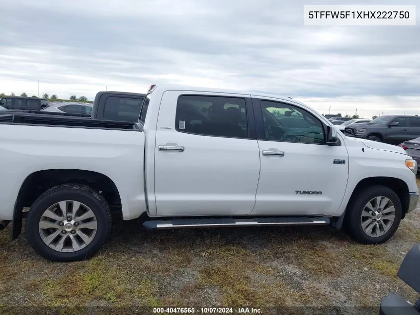 2017 Toyota Tundra Limited 5.7L V8 VIN: 5TFFW5F1XHX222750 Lot: 40476565