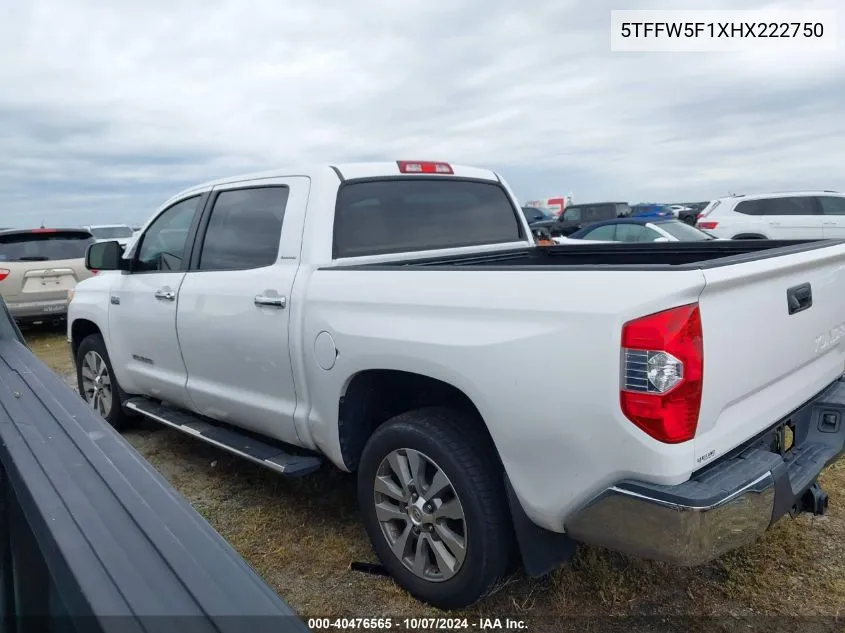 2017 Toyota Tundra Limited 5.7L V8 VIN: 5TFFW5F1XHX222750 Lot: 40476565