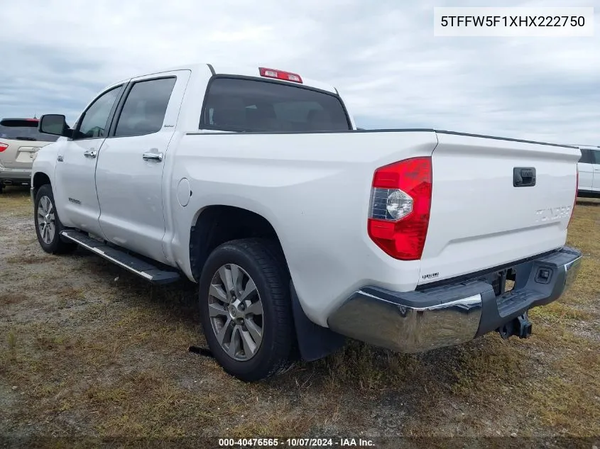 2017 Toyota Tundra Limited 5.7L V8 VIN: 5TFFW5F1XHX222750 Lot: 40476565