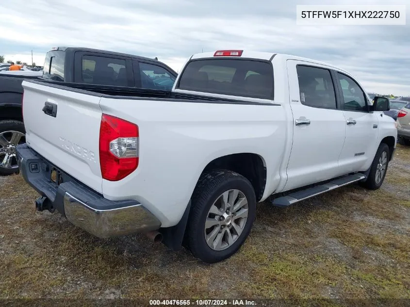 2017 Toyota Tundra Limited 5.7L V8 VIN: 5TFFW5F1XHX222750 Lot: 40476565