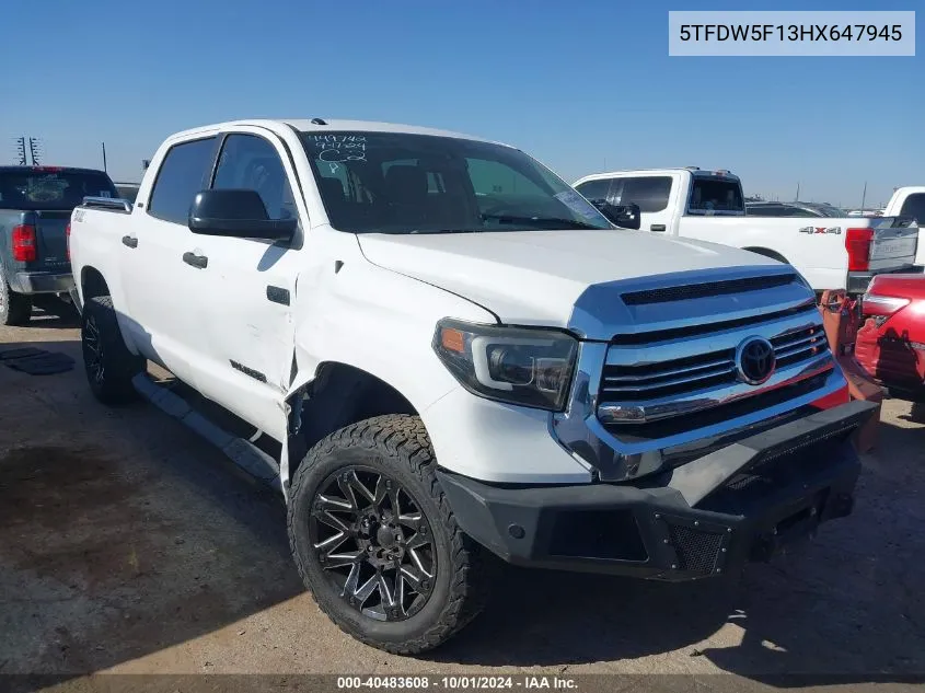 2017 Toyota Tundra Crewmax Sr5/Trd Pro VIN: 5TFDW5F13HX647945 Lot: 40483608