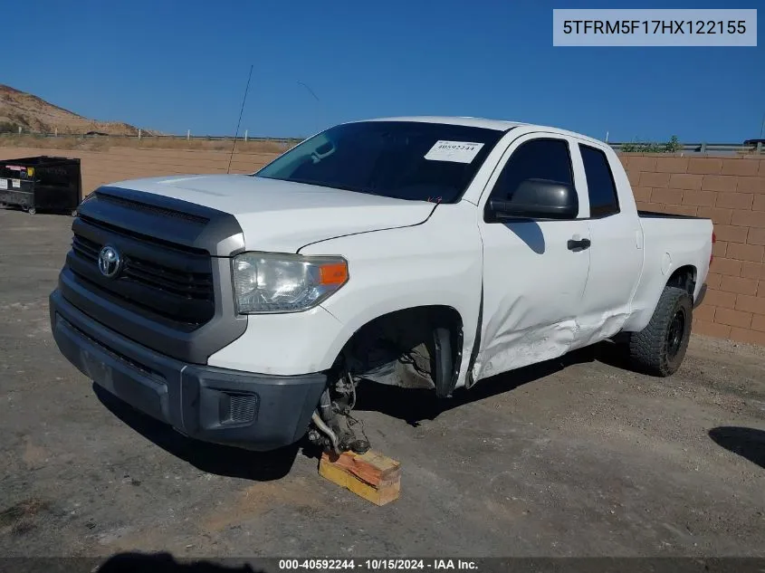 2017 Toyota Tundra Sr 4.6L V8 VIN: 5TFRM5F17HX122155 Lot: 40592244