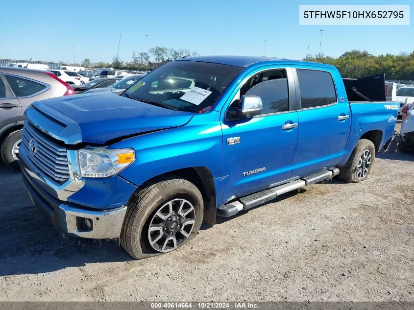 2017 Toyota Tundra Limited 5.7L V8 VIN: 5TFHW5F10HX652795 Lot: 40614664