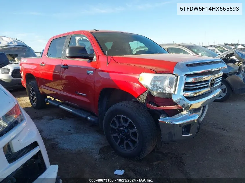 2017 Toyota Tundra Sr5 5.7L V8 VIN: 5TFDW5F14HX665693 Lot: 40673108