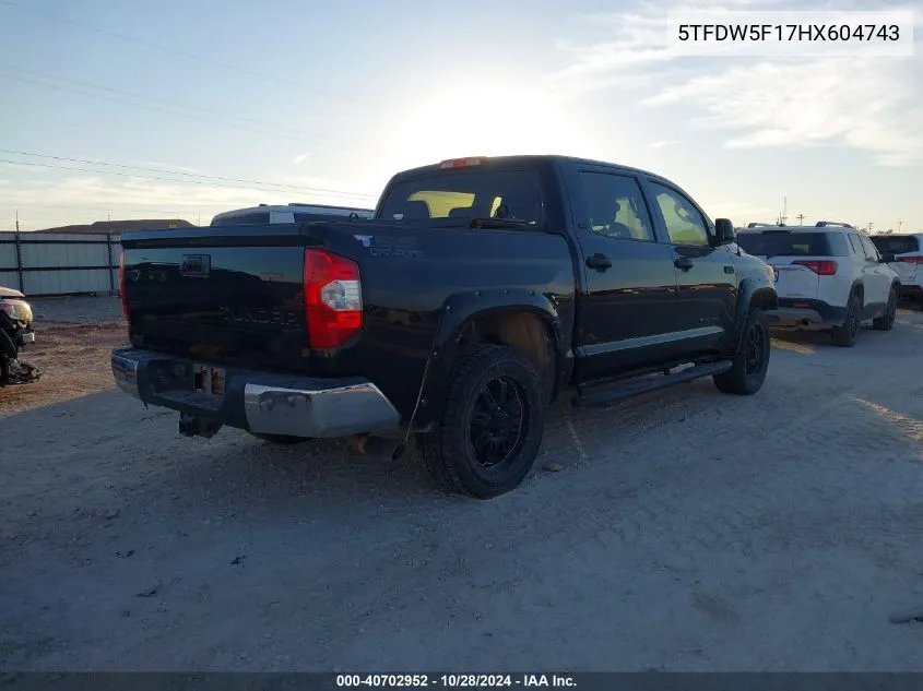 2017 Toyota Tundra Sr5 5.7L V8 VIN: 5TFDW5F17HX604743 Lot: 40702952