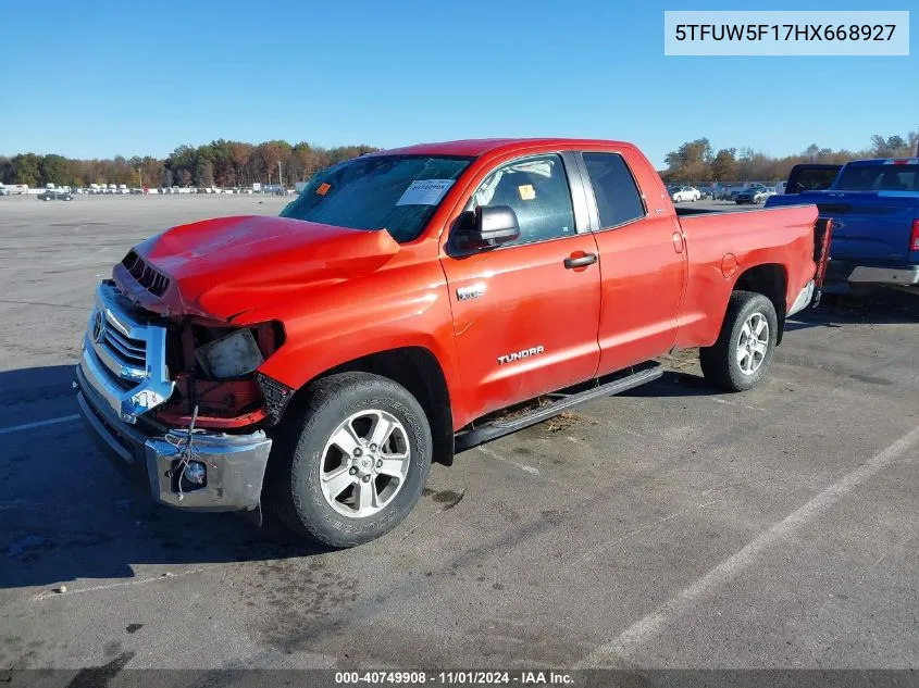 2017 Toyota Tundra Sr5 5.7L V8 VIN: 5TFUW5F17HX668927 Lot: 40749908