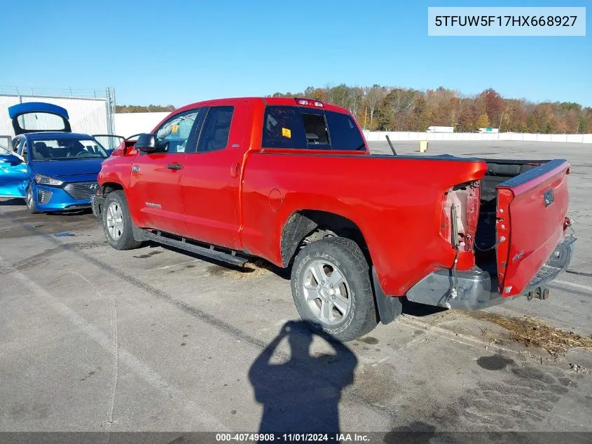 2017 Toyota Tundra Sr5 5.7L V8 VIN: 5TFUW5F17HX668927 Lot: 40749908