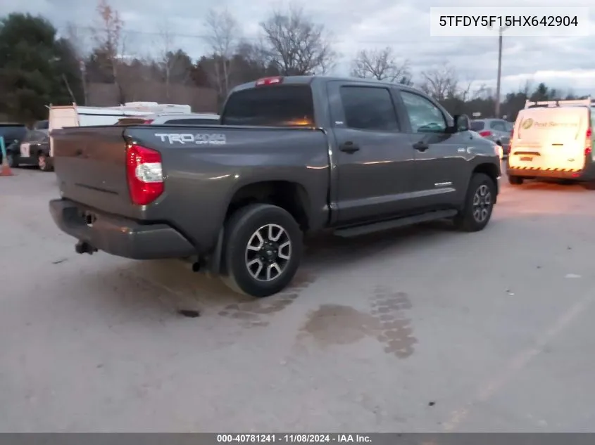 2017 Toyota Tundra Sr5 5.7L V8 VIN: 5TFDY5F15HX642904 Lot: 40781241