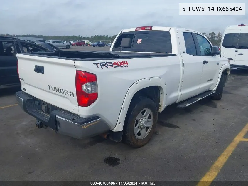 2017 Toyota Tundra Sr5 5.7L V8 VIN: 5TFUW5F14HX665404 Lot: 40783406