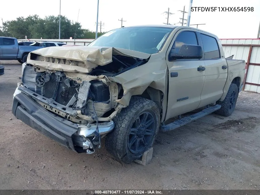 2017 Toyota Tundra Sr5 5.7L V8 VIN: 5TFDW5F1XHX654598 Lot: 40793477