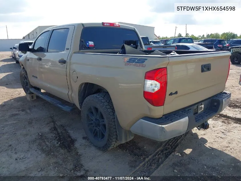 2017 Toyota Tundra Sr5 5.7L V8 VIN: 5TFDW5F1XHX654598 Lot: 40793477