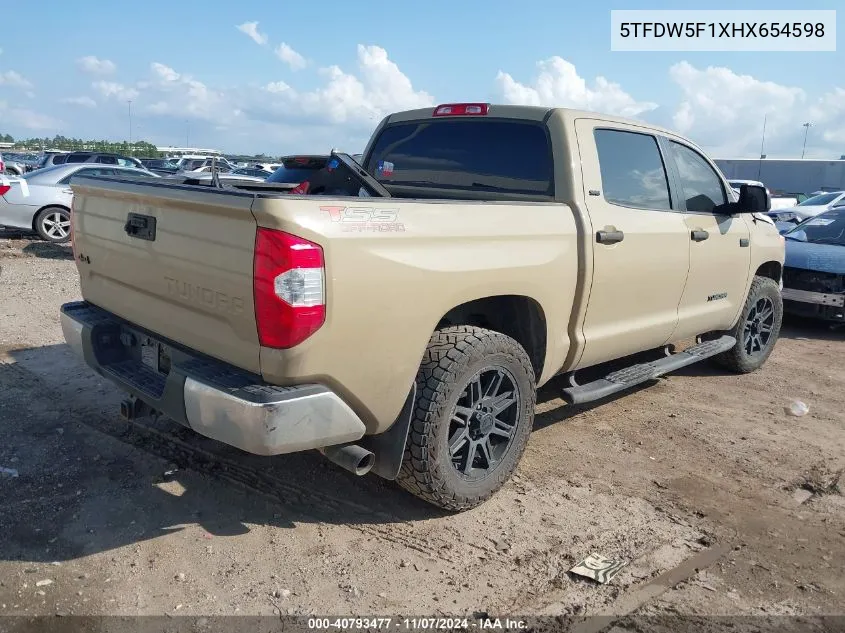 2017 Toyota Tundra Sr5 5.7L V8 VIN: 5TFDW5F1XHX654598 Lot: 40793477