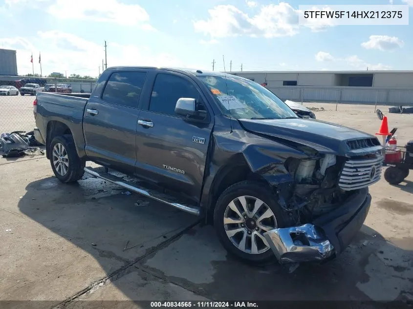 2017 Toyota Tundra Limited 5.7L V8 VIN: 5TFFW5F14HX212375 Lot: 40834565