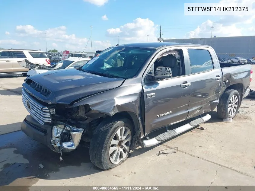 2017 Toyota Tundra Limited 5.7L V8 VIN: 5TFFW5F14HX212375 Lot: 40834565