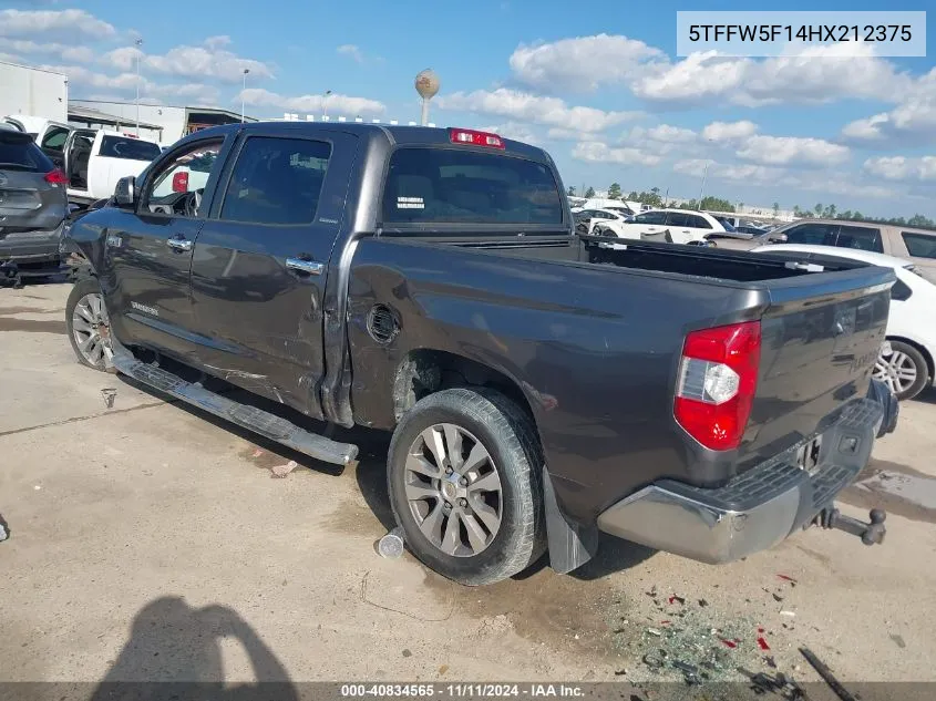 2017 Toyota Tundra Limited 5.7L V8 VIN: 5TFFW5F14HX212375 Lot: 40834565